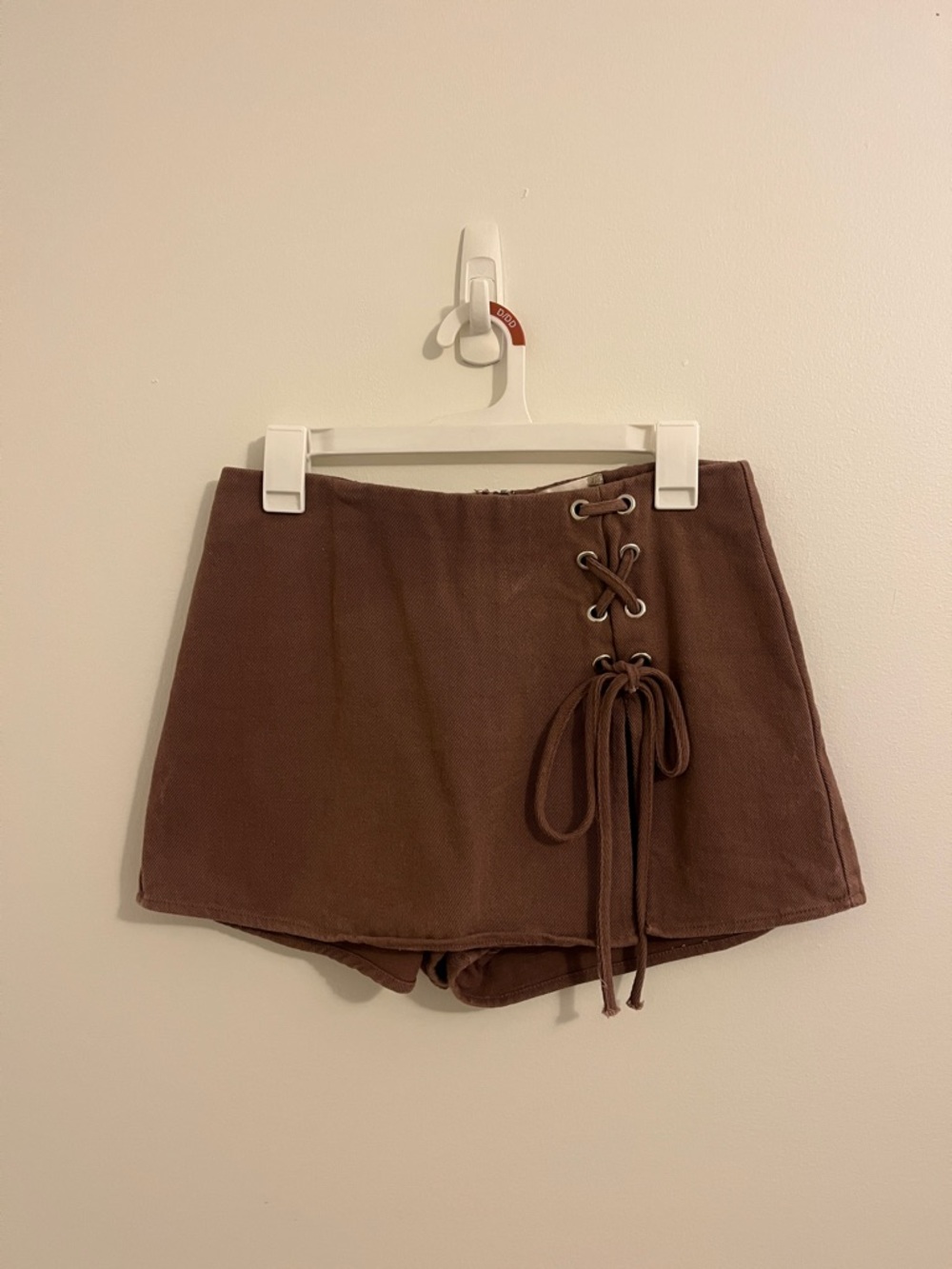 Brown Lace-Up Skort Shorts